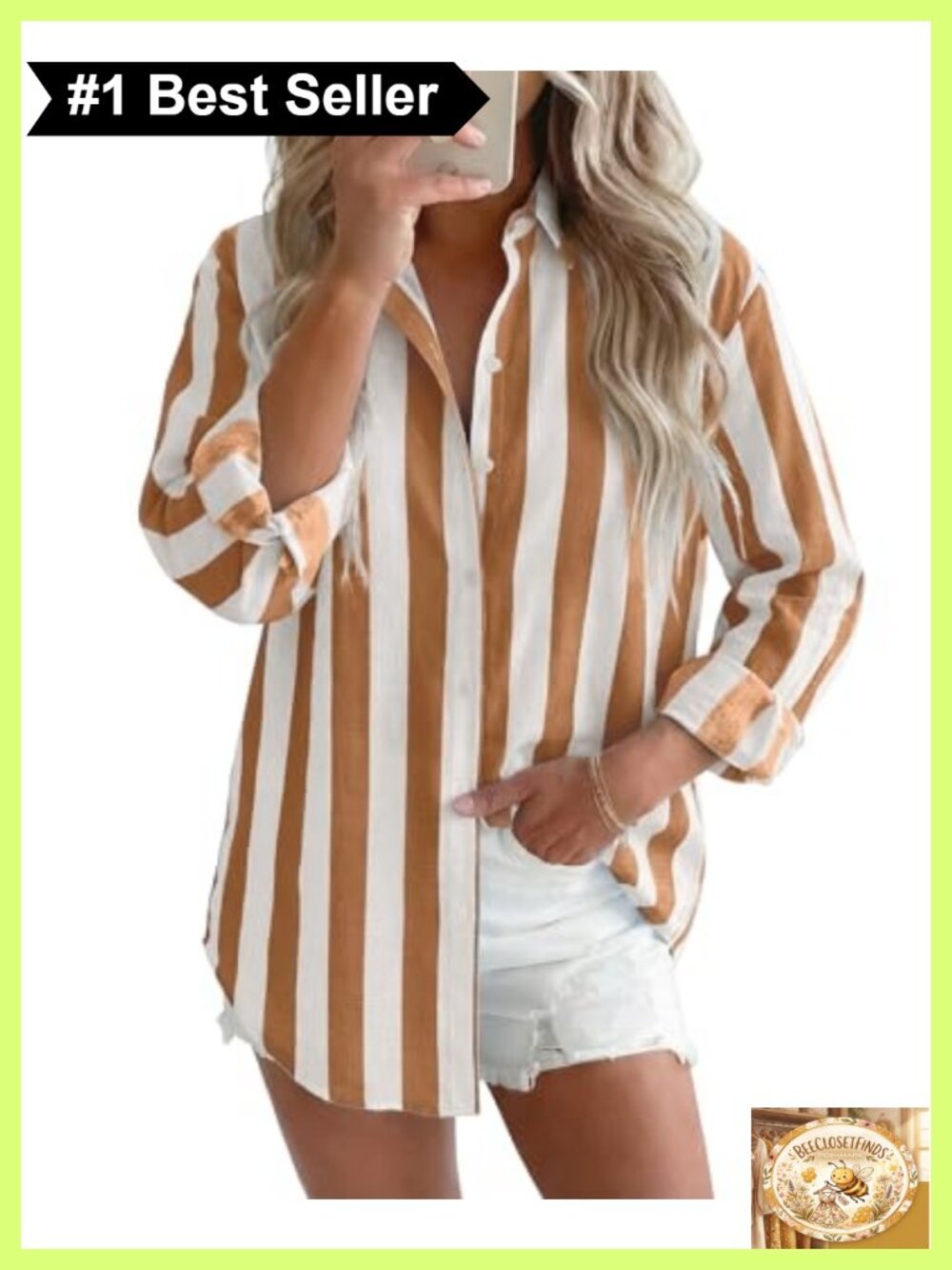 Oversized Button Down Shirt Striped Linen Long Sleeve Blouse